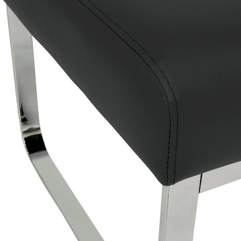 Poggiapiedi rettangolare in pelle rigenerata con gambe cromate, moderno, 1 persona – Marrone / Grigio / Nero