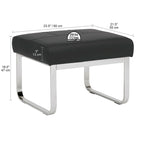 Poggiapiedi rettangolare in pelle rigenerata con gambe cromate, moderno, 1 persona – Marrone / Grigio / Nero