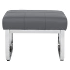 Poggiapiedi rettangolare in pelle rigenerata con gambe cromate, moderno, 1 persona – Marrone / Grigio / Nero