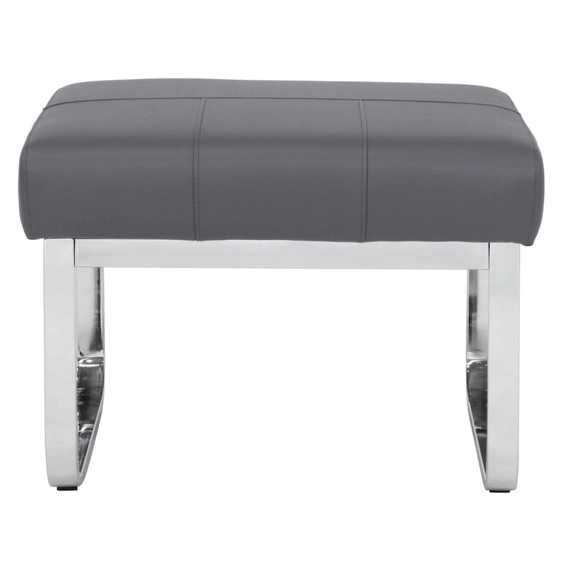 Poggiapiedi rettangolare in pelle rigenerata con gambe cromate, moderno, 1 persona – Marrone / Grigio / Nero