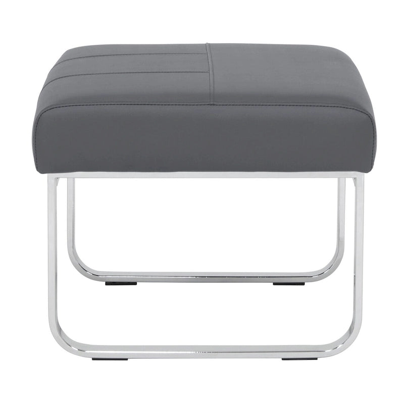 Poggiapiedi rettangolare in pelle rigenerata con gambe cromate, moderno, 1 persona – Marrone / Grigio / Nero