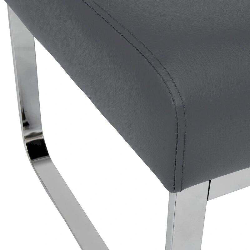 Poggiapiedi rettangolare in pelle rigenerata con gambe cromate, moderno, 1 persona – Marrone / Grigio / Nero