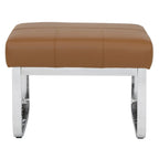 Poggiapiedi rettangolare in pelle rigenerata con gambe cromate, moderno, 1 persona – Marrone / Grigio / Nero