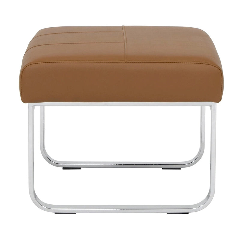 Poggiapiedi rettangolare in pelle rigenerata con gambe cromate, moderno, 1 persona – Marrone / Grigio / Nero