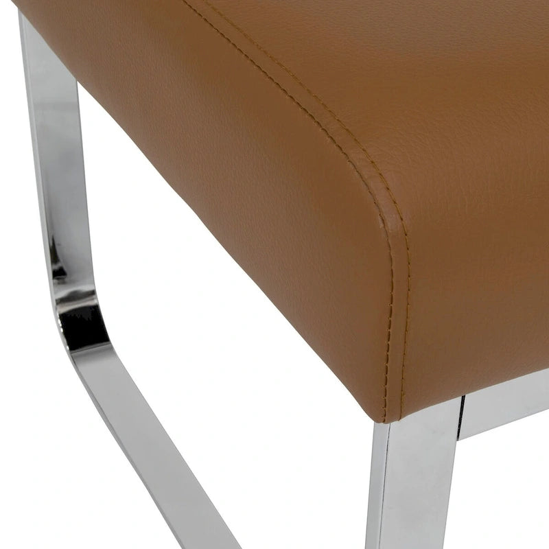 Poggiapiedi rettangolare in pelle rigenerata con gambe cromate, moderno, 1 persona – Marrone / Grigio / Nero