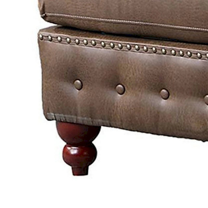 Pouf quadrato marrone, capitonné, in similpelle, monoposto