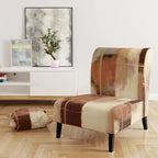 Poltrona d'Appoggio Imbottita Astratta Marrone e Beige, Stile Moderno, 1 Posto a Sedere