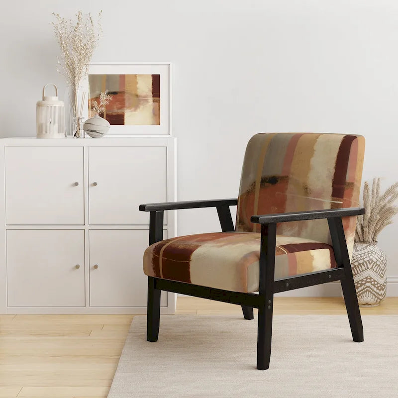 Poltrona d'Appoggio Imbottita Astratta Marrone e Beige, Stile Moderno, 1 Posto a Sedere