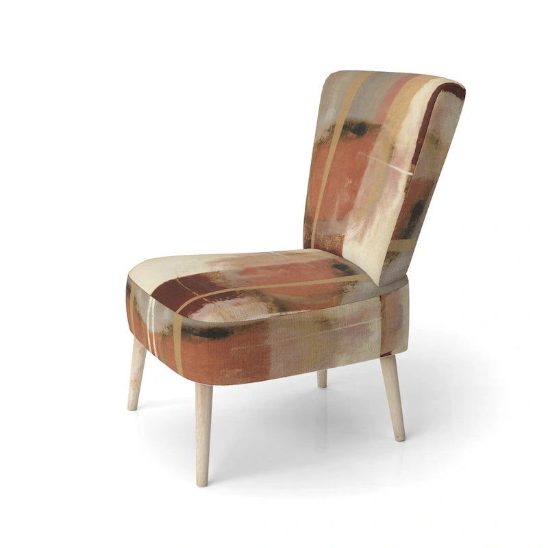 Poltrona d'Appoggio Imbottita Astratta Marrone e Beige, Stile Moderno, 1 Posto a Sedere