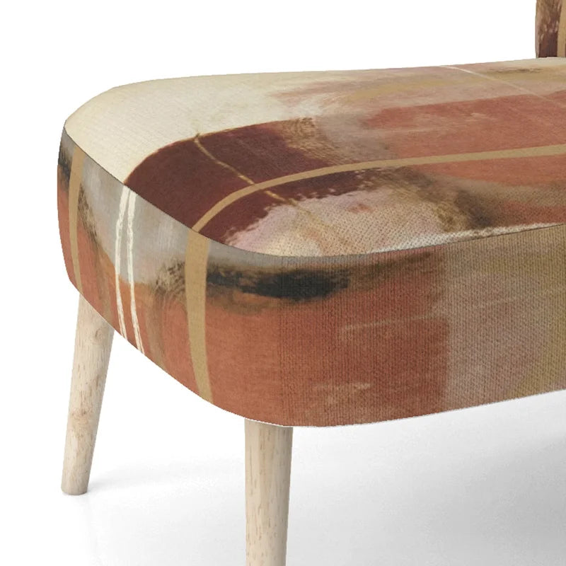 Poltrona d'Appoggio Imbottita Astratta Marrone e Beige, Stile Moderno, 1 Posto a Sedere