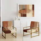 Poltrona d'Appoggio Imbottita Astratta Marrone e Beige, Stile Moderno, 1 Posto a Sedere