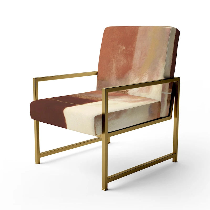 Poltrona d'Appoggio Imbottita Astratta Marrone e Beige, Stile Moderno, 1 Posto a Sedere