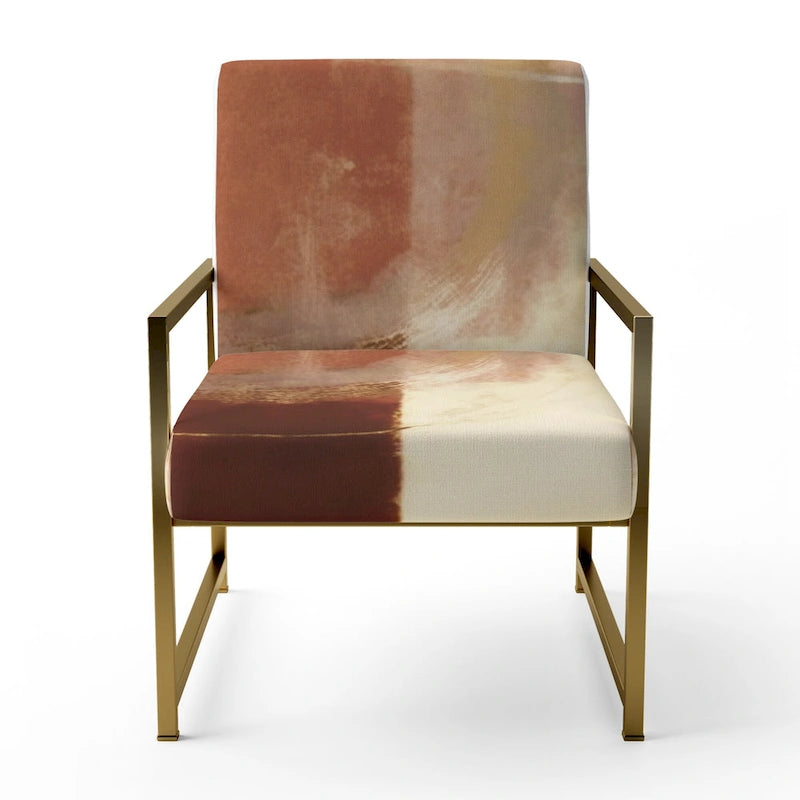 Poltrona d'Appoggio Imbottita Astratta Marrone e Beige, Stile Moderno, 1 Posto a Sedere