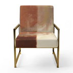 Poltrona d'Appoggio Imbottita Astratta Marrone e Beige, Stile Moderno, 1 Posto a Sedere