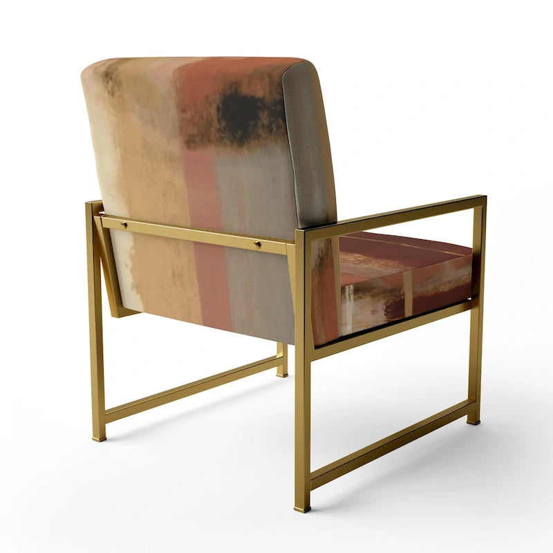 Poltrona d'Appoggio Imbottita Astratta Marrone e Beige, Stile Moderno, 1 Posto a Sedere