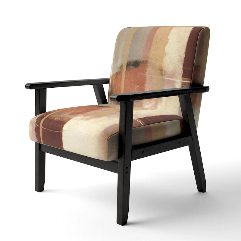 Poltrona d'Appoggio Imbottita Astratta Marrone e Beige, Stile Moderno, 1 Posto a Sedere
