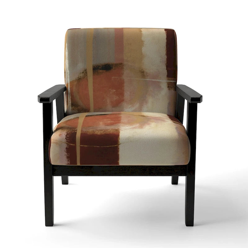 Poltrona d'Appoggio Imbottita Astratta Marrone e Beige, Stile Moderno, 1 Posto a Sedere