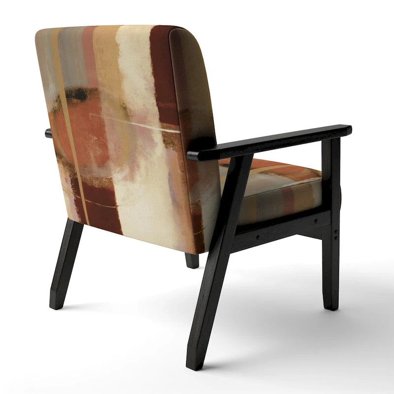 Poltrona d'Appoggio Imbottita Astratta Marrone e Beige, Stile Moderno, 1 Posto a Sedere
