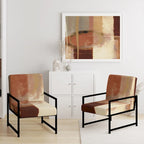Poltrona d'Appoggio Imbottita Astratta Marrone e Beige, Stile Moderno, 1 Posto a Sedere