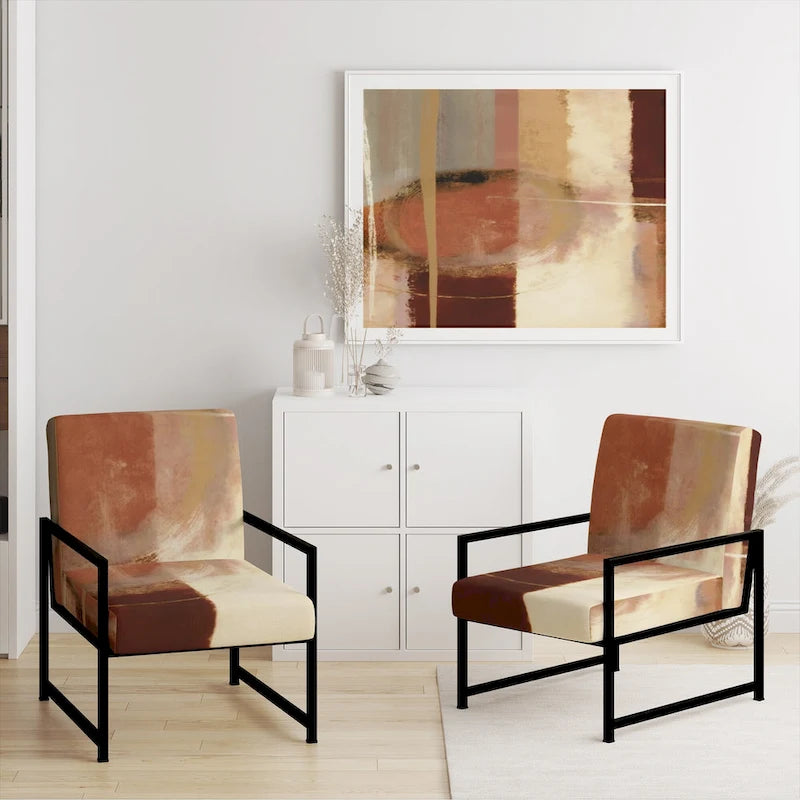 Poltrona d'Appoggio Imbottita Astratta Marrone e Beige, Stile Moderno, 1 Posto a Sedere