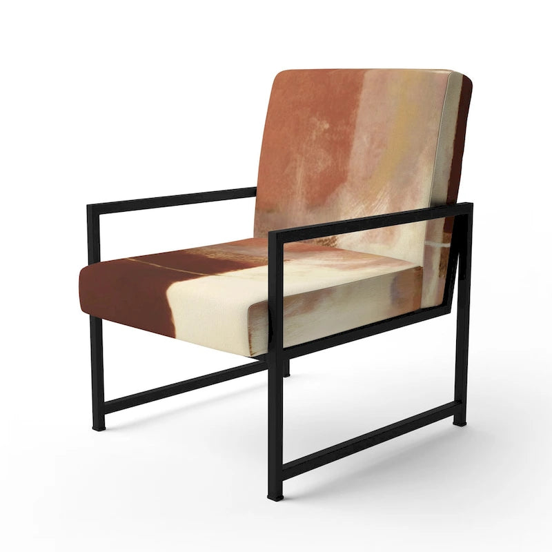 Poltrona d'Appoggio Imbottita Astratta Marrone e Beige, Stile Moderno, 1 Posto a Sedere