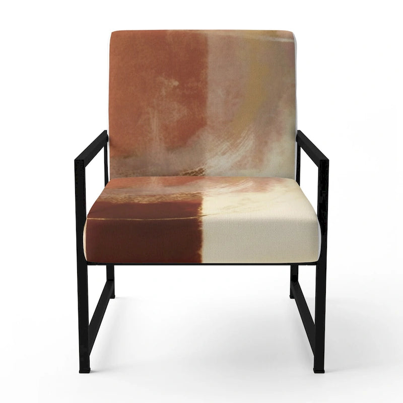 Poltrona d'Appoggio Imbottita Astratta Marrone e Beige, Stile Moderno, 1 Posto a Sedere