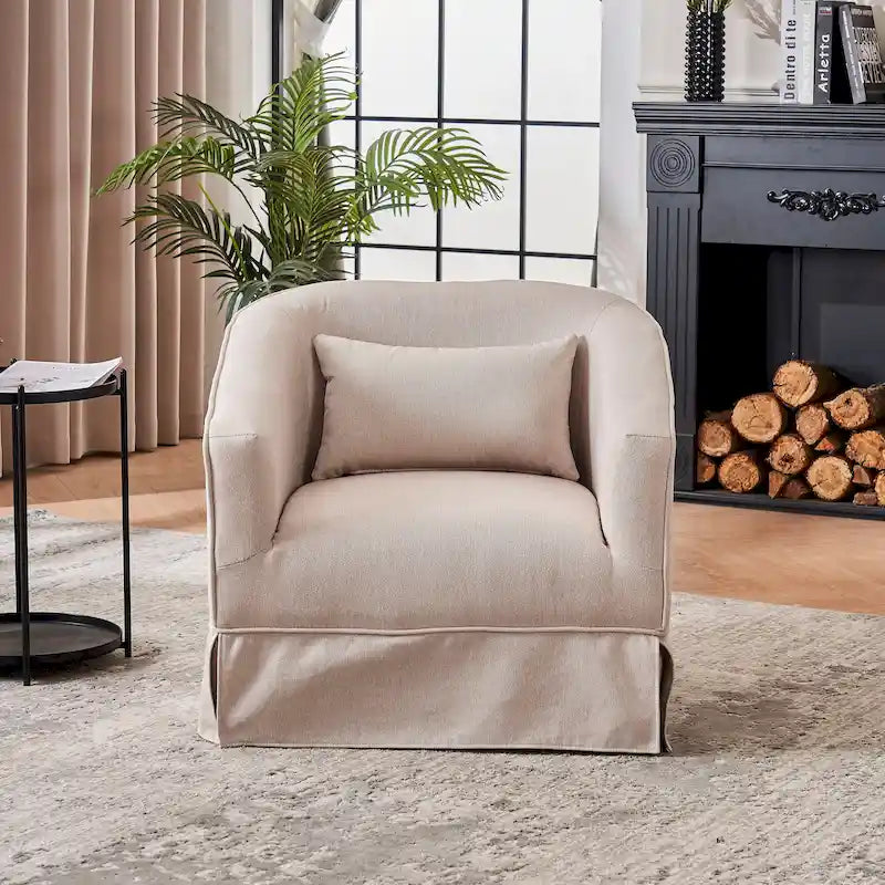 Poltrona a botte girevole in lino con pouf – 1 posto, colori multipli