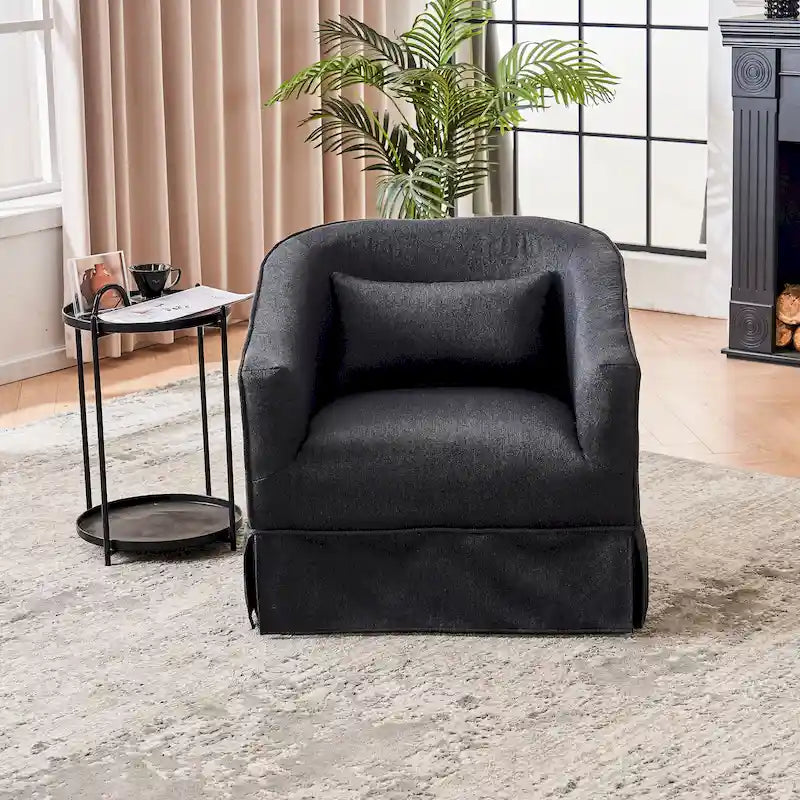 Poltrona a botte girevole in lino con pouf – 1 posto, colori multipli