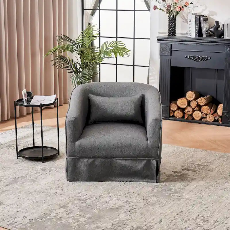 Poltrona a botte girevole in lino con pouf – 1 posto, colori multipli
