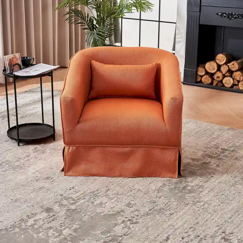 Poltrona a botte girevole in lino con pouf – 1 posto, colori multipli