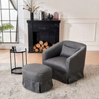 Poltrona a botte girevole in lino con pouf – 1 posto, colori multipli