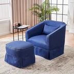 Poltrona a botte girevole in lino con pouf – 1 posto, colori multipli