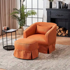 Poltrona a botte girevole in lino con pouf – 1 posto, colori multipli