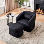 Poltrona a botte girevole in lino con pouf – 1 posto, colori multipli
