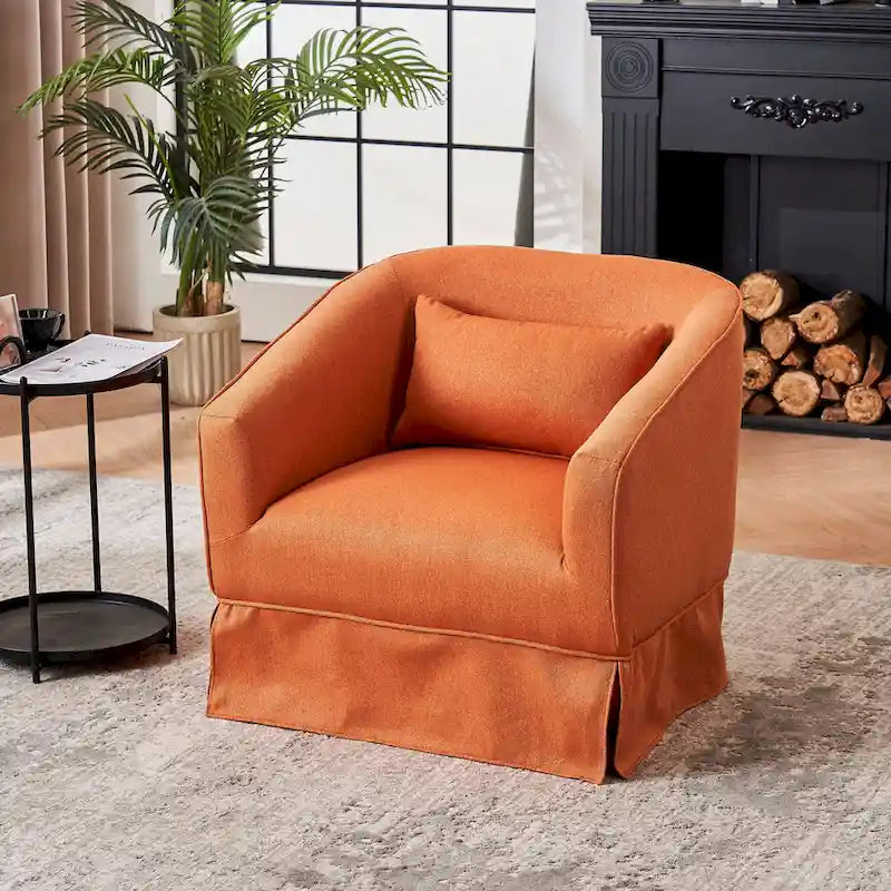 Poltrona a botte girevole in lino con pouf – 1 posto, colori multipli