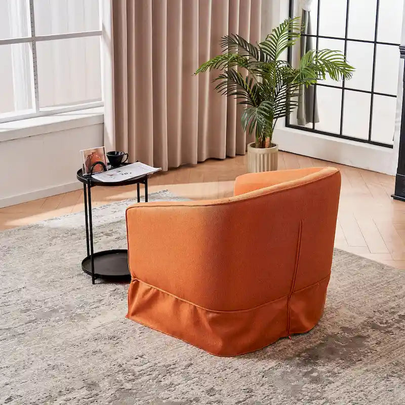 Poltrona a botte girevole in lino con pouf – 1 posto, colori multipli