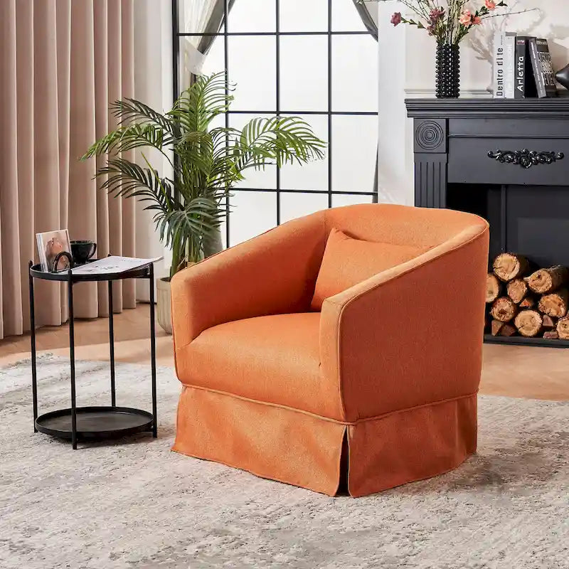 Poltrona a botte girevole in lino con pouf – 1 posto, colori multipli