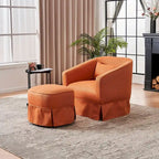 Poltrona a botte girevole in lino con pouf – 1 posto, colori multipli