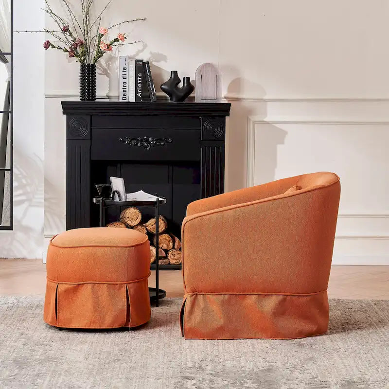 Poltrona a botte girevole in lino con pouf – 1 posto, colori multipli