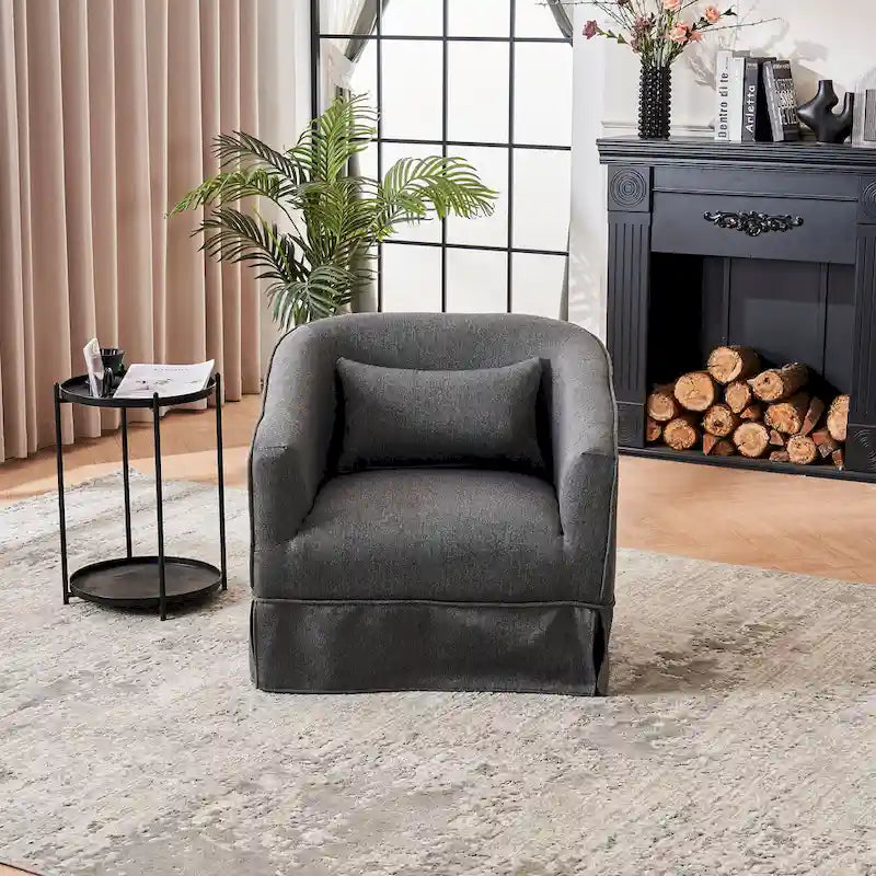 Poltrona a botte girevole in lino con pouf – 1 posto, colori multipli