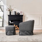 Poltrona a botte girevole in lino con pouf – 1 posto, colori multipli