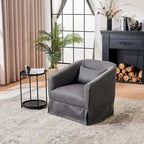 Poltrona a botte girevole in lino con pouf – 1 posto, colori multipli