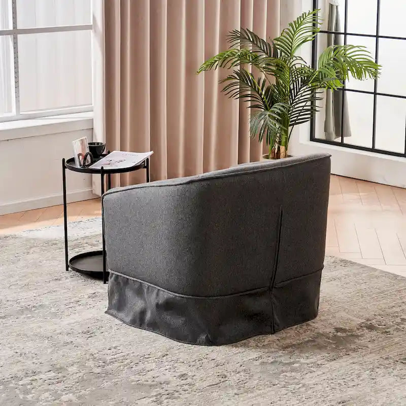 Poltrona a botte girevole in lino con pouf – 1 posto, colori multipli
