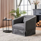 Poltrona a botte girevole in lino con pouf – 1 posto, colori multipli