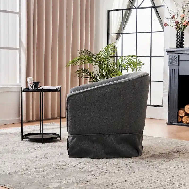 Poltrona a botte girevole in lino con pouf – 1 posto, colori multipli