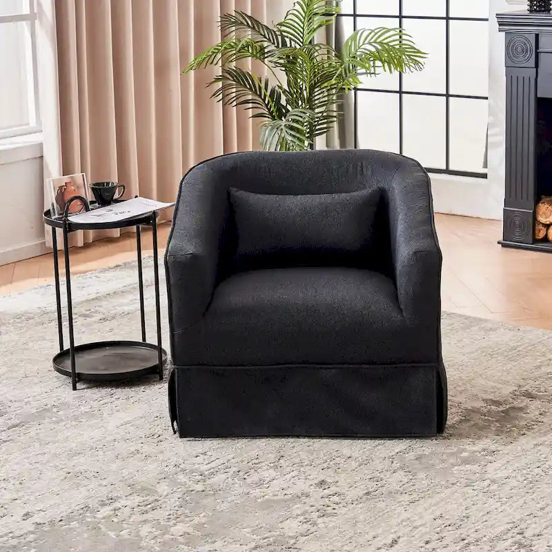 Poltrona a botte girevole in lino con pouf – 1 posto, colori multipli