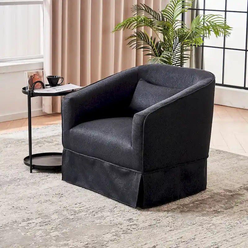 Poltrona a botte girevole in lino con pouf – 1 posto, colori multipli