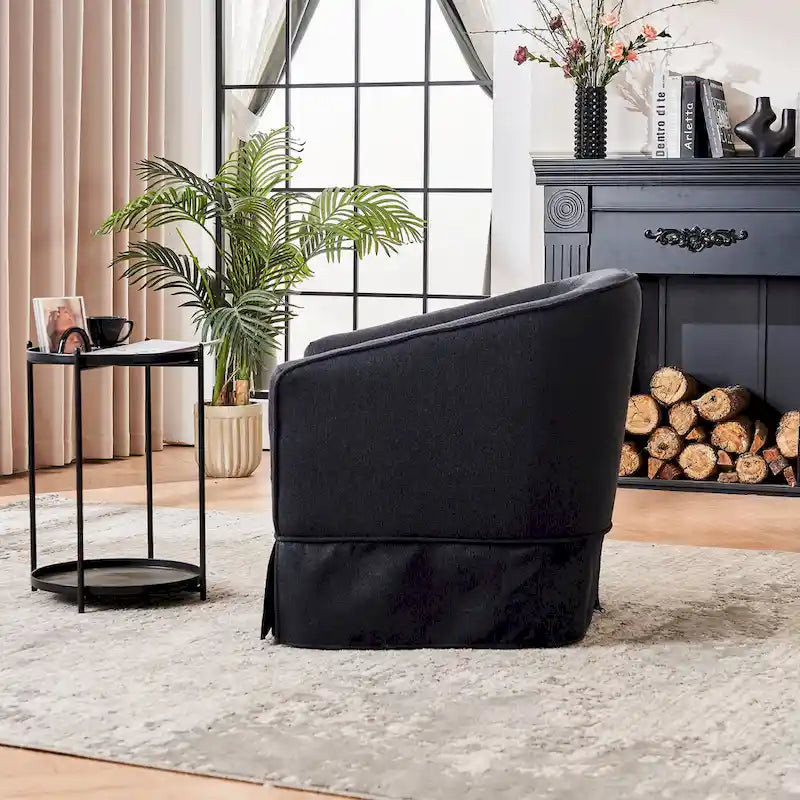 Poltrona a botte girevole in lino con pouf – 1 posto, colori multipli