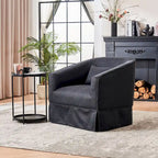 Poltrona a botte girevole in lino con pouf – 1 posto, colori multipli