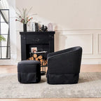 Poltrona a botte girevole in lino con pouf – 1 posto, colori multipli